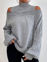 Turtleneck Cut Out Long Sleeve Sweater