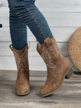 Vintage Emboridered Mid-Calf Boots