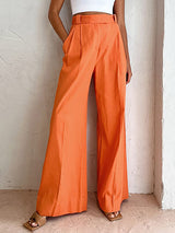 Hight Waist Orange Long Pants