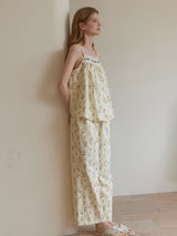 Flower Patterns Cotton Pajama Set