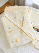 Cotton 2Pcs Lily Flower Robe Set