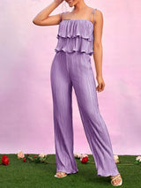 Pleated Camisole Top Long Pants Set