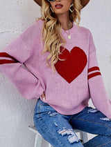 Heart Printed Crew Neck Sweater