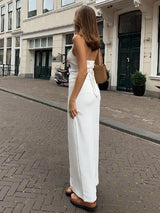 Halter Neck Solid Maxi Skirt Set