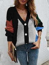 Color Block Button Down Cardigan