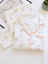 Small Flower Print Shirt Pajamas Set