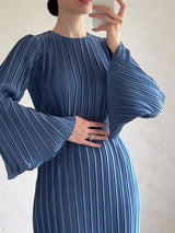 Pleated Flared Sleeve Maxi Dress