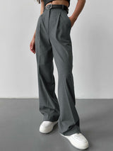 Solid Color Straight Leg Long Pants