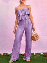 Pleated Camisole Top Long Pants Set