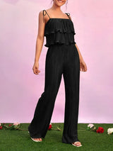 Pleated Camisole Top Long Pants Set