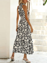 Floral Sleeveless Halterneck Maxi Dress