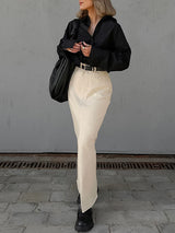 Cotton Casual Split Maxi Skirt