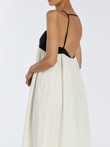 Bicolor Loose Backless Camisole Maxi Dress