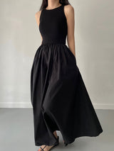 Solid Patchwork Swing Tank Maxi Dress