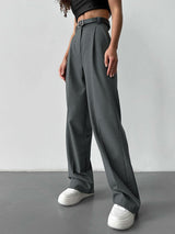 Solid Color Straight Leg Long Pants