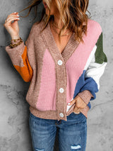 Color Block Button Down Cardigan