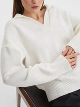 V Neck Polo Solid Sweater