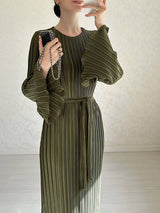 Pleated Flared Sleeve Maxi Dress