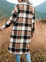 Wool Blend Plaid Midi Overshirt