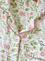 Cotton 2Pcs Green Leaf Rose Pajama Set