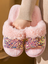 Sequin Furry Slippers