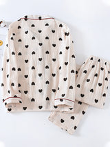 Cotton 2Pcs Black Heart Pajama