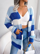 Striped Open Fornt Knit Cardigan