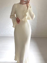 Pleated Flared Sleeve Maxi Dress