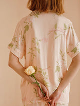 Flower Print Cotton Short Sleeve Pajamas