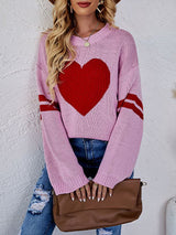 Heart Printed Crew Neck Sweater