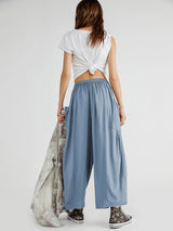 Loose Pockets Pleated Long Pants