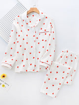 Cotton Heart Printed Pajama Set