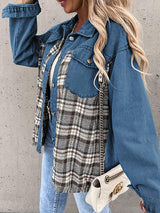 Plaid Patchwork Denim Jacket