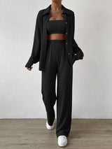 2Pcs Basic Shirt Long Pants Set