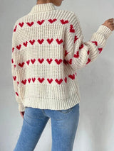 Turtleneck Heart Printed Sweater