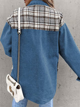 Plaid Patchwork Denim Jacket