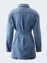 Denim Pockets Botton Down Mini Dress