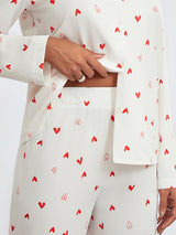 Bicolor Heart Long Sleeve Shirt Pajama Set