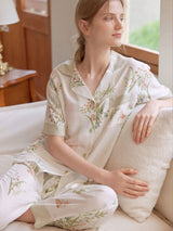 Kafiloe Elegant Floral Print Cotton Pajama Set