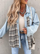 Plaid Patchwork Denim Jacket