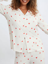 Bicolor Heart Long Sleeve Shirt Pajama Set