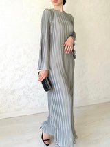 Pleated Flared Sleeve Maxi Dress