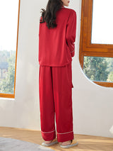 Satin Solid Color Shirt Pajama Set