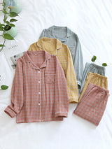 Check Couple Shirt Pajama Set