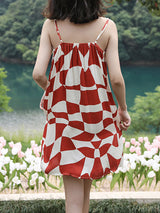 Checkerboard Print Cotton Cami Nightdress