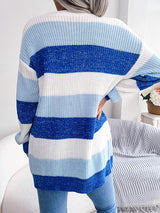 Striped Open Fornt Knit Cardigan