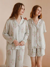 Kafiloe Green Hydrangea Print Pajama Set