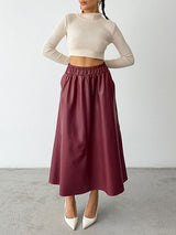 Burgundy Leather Maxi Skirt