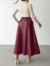 Burgundy Leather Maxi Skirt