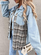 Plaid Patchwork Denim Jacket